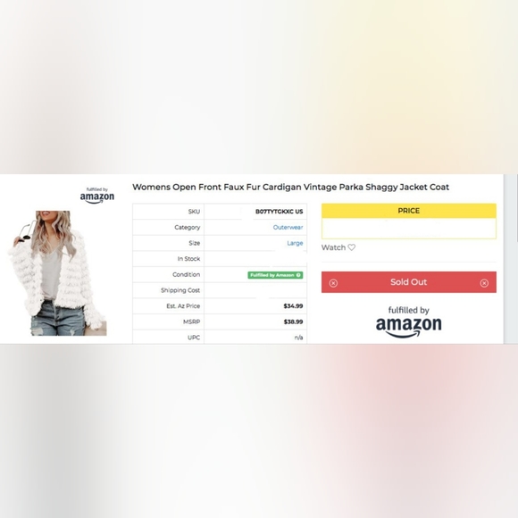 Womens Open Front Faux Fur Cardigan Vintage Parka Shaggy Jacket CoatWomens large - Picture 6 of 8